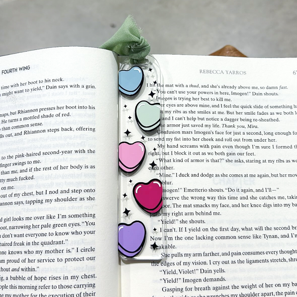 Hearts bookmark with chiffon ribbon