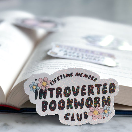 Introverted Bookworm Club Member Sticker