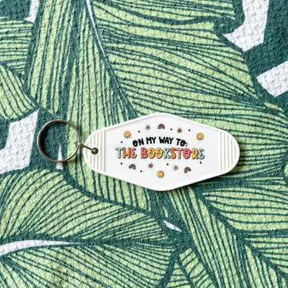 On My Way to the Bookstore Motel Keychain