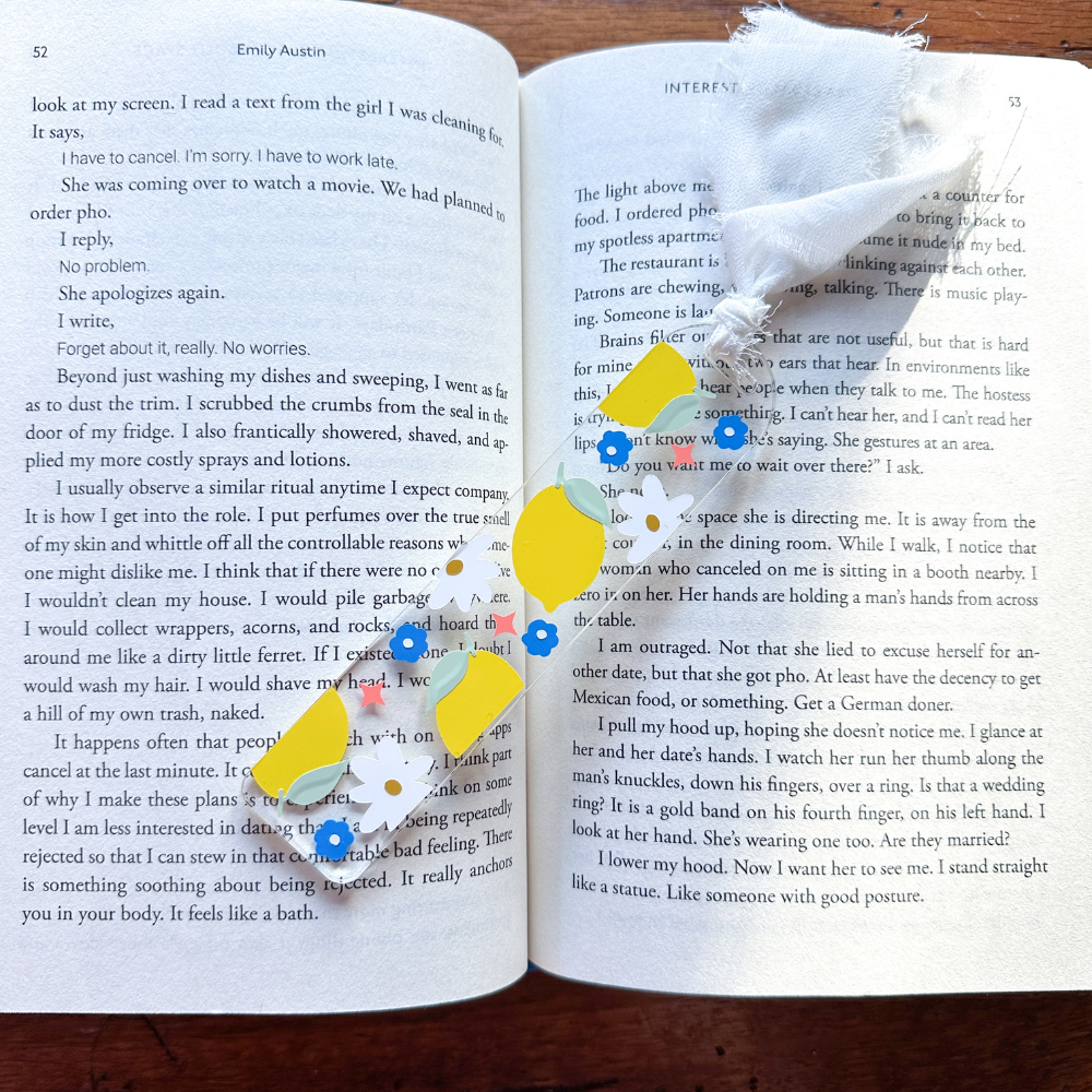 Lemon floral bookmark with chiffon ribbon