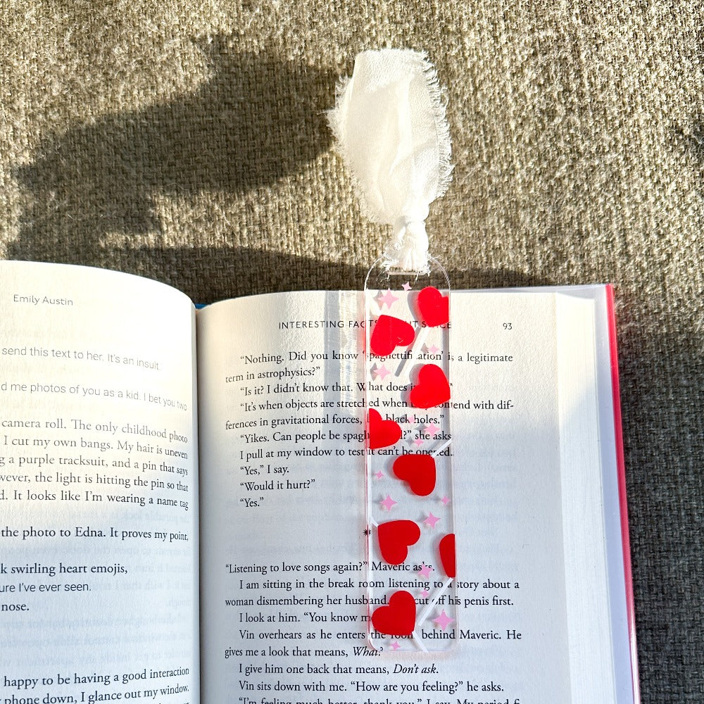 Valentine's Heart Bookmark with chiffon ribbon