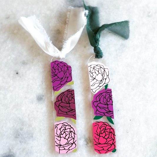 Rose bookmark with chiffon ribbon